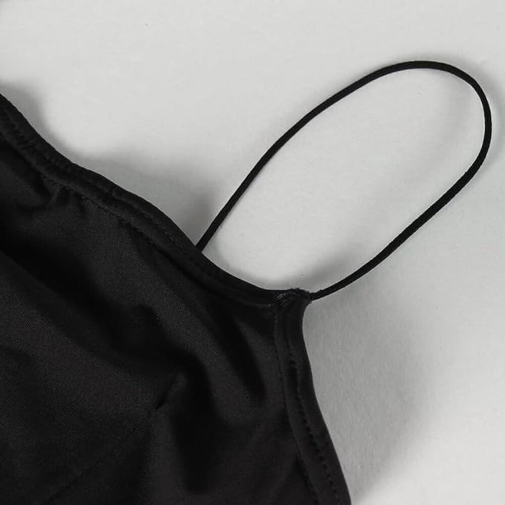 ❌❌SOLD❌❌PRIMODA Women's Spaghetti Strap black Long Dress Thigh-high Slit sz med - Picture 4 of 4